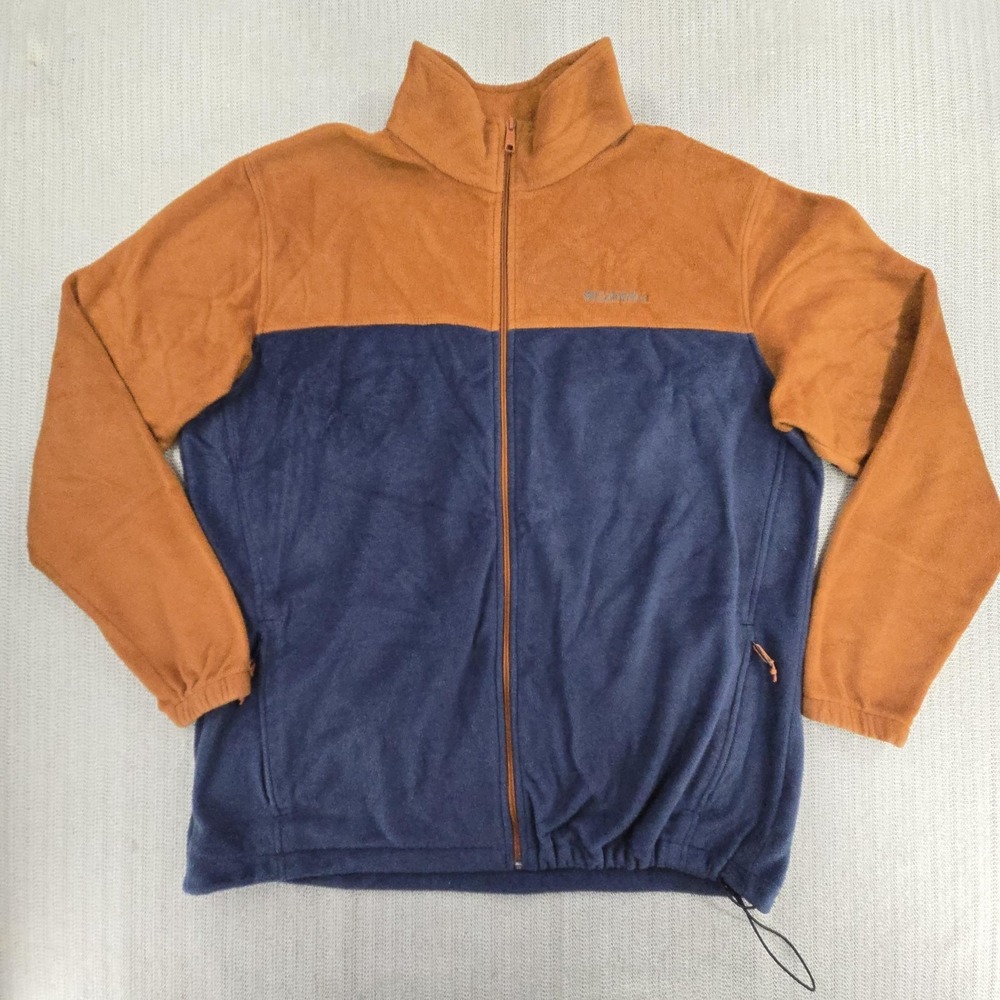 Columbia Steens Jacket Men 2XLT Tall Blue Orange Fleece Full Zip Pockets Outdoor